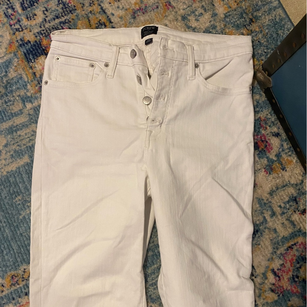 J. Crew Factory High Rise Vintage Straight Fray Ankle White Jeans - Picture 4 of 5
